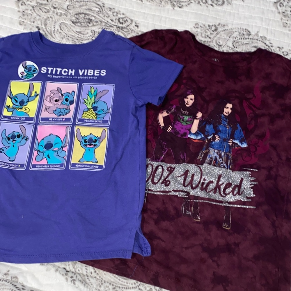 2 Disney brand very lightly worn children’s tee shirts !
